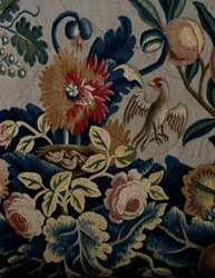 Blomstermønster, detalje fra polstring af sofa i George I-stil, ca. 1725, Storbritannien