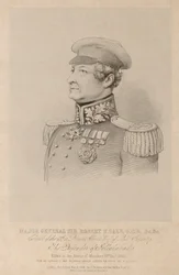 Generalmajor Sir Robert Sale GCB [og] oberst i det 13. af Prins Alberts regiment af let infanteri Forsvareren af Jellalbad (litografi).