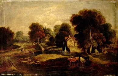 Old Mill, Norwich, Norfolk (olie på lærred)