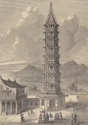 Porcelænstårn i Nanjing (gravering)