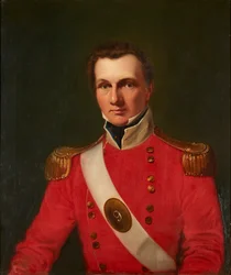 Portræt af en gentleman i en rød militærjakke (olie på lærred)