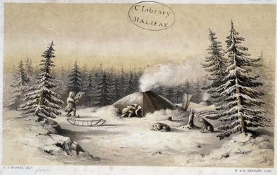 Winter Habitations of the Kutchin People of North America and Alaska in "" Artic Searching Expedition: a journal of a bådrejse gennem Ruperts land og det arktiske hav på jagt efter opdagelsesskibene under kommando af Sir John Franklin"" af Sir John Rich