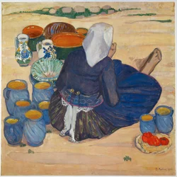 Toepfermarkt - marked med krukker (olie på lærred)