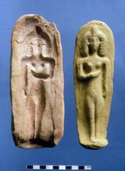Figurine af en frugtbarhedsgudinde og formen, som den blev støbt i, ca. 8.-7. århundrede f.Kr.