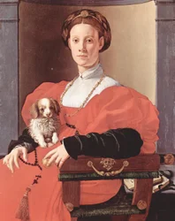 Tysk: Bildnis einer Dame in Rot (Francesca Salviati) Portræt af en dame i rødt (Francesca Salviati)