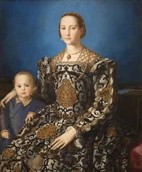 Italiensk: Ritratto di Eleonora di Toledo col figlio Giovanni Portræt af Eleonora af Toledo og hendes søn Giovanni de
