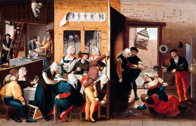 ""Scene inde i et bordel"" (Brotelscene) Maleri af Monogrammist of Brunswick (1500-omkring 1542 eller 1550) 1537 - Olie på træ Dim 29x45 cm Staatliche Museen, Berlin