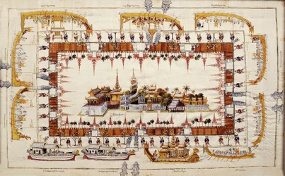 Klæd med udsigt over Mandalay Palace (tekstil)