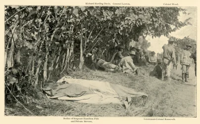 Scene efter Rough Riders Battle, 24. juni, spansk-amerikansk krig, 1898, 1899.