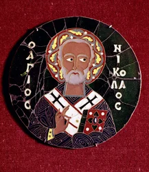 Byzantinsk kunst: repræsentation af Saint Nicholas of Myra (eller Bari) (4. århundrede) (Byzantinsk kunst: repræsentation af Saint Nicholas of Bari) E-mail fra det 10. århundrede (Emalje