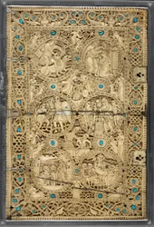 Egerton MS 1139 Øvre omslag med scener fra Davids liv, 