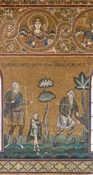 Lemek dræber Kain, byzantinsk mosaik, Det Gamle Testamentes cyklus - det jordiske paradis, XII-XIII århundrede (mosaik)