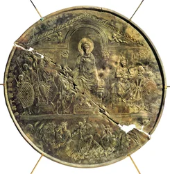 Missorium, stort sølvfad, af Theodosius 1. (346-395), 4. århundrede e.Kr.