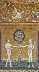 Arvesynden, byzantinsk mosaik, Gamle Testamentes cyklus-Jordisk paradis, XII-XIII sec (mosaik)