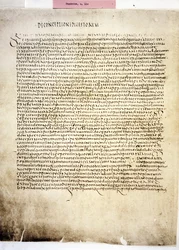 CORPUS JURIS CIVILIS: Una pagina del Codex Iustinianus, Digestum, 6. århundrede (manuskript)