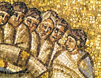 Apostlenes ansigter, detalje fra "Den sidste nadver", 6. århundrede (mosaik)