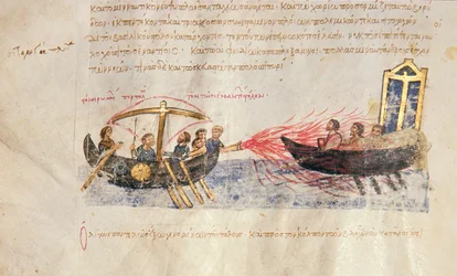 græsk ild, Fol. 34v fra Madrid Skylitzes