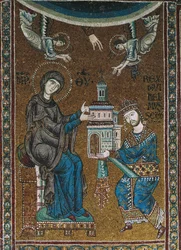 Kong Vilhelm II af Sicilien tilbyder Monreale-kirken til Jomfruen (mosaik)