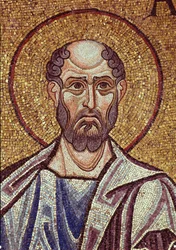Profeten Abdias (8. eller 6. århundrede f.Kr.). Værk af en byzantinsk mester, mosaik, detalje af udsmykningen af ​​Markuskirken i Venedig (Italien)