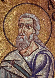 Profeten Habacuc (Habacuc, Habacuc, Habakkuk, Abakuk, Havakuk) (7. århundrede f.Kr.). Værk af en byzantinsk mester, mosaik, detalje af udsmykningen af ​​Markuskirken i Venedig (Italien)