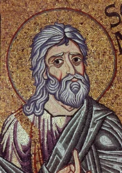 Profeten Zefanias. Værk af en byzantinsk mester, mosaik, detalje af udsmykningen af ​​Markuskirken i Venedig (Italien)