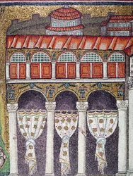 Venstre fløj af Palazzo di Teodorico, 527-99 (mosaik) (detalje af 224988)