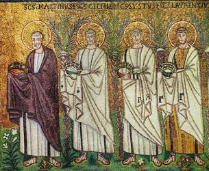 Sankt Martin af Tours i spidsen for en gruppe martyrhelgener Mosaik, 6. århundrede (mosaik)