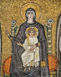 Jomfruen og barnet (detalje), 6. århundrede (mosaik)