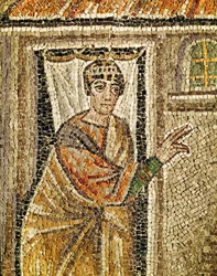 Dørvogteren, detalje fra "Dørvogteren anerkender Sankt Peter", 6. århundrede (mosaik)