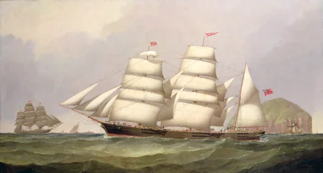 Barken "Udaunted" ud for Ailsa Craig, med handelsskibe udenfor