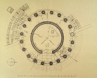 Grundplan af Vestas eller Hercules Victors tempel, af den tyske arkæolog Friedrich Rakob (1931-2007)