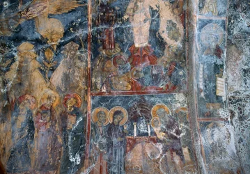 Fresco i kirken Metamorphosis Sotiros, Voutas, Kreta, Grækenland (foto)