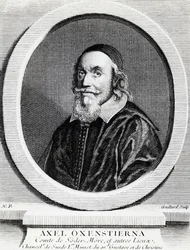 Portræt af Axel Oxenstierna Gustafsson (1583-1654), kansler for Kongeriget Sverige, gravering