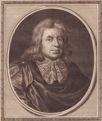 Portræt af den engelske læge Thomas Sydenham (1624-1689), kobberstik af John Goldar (1729-1795) fra maleri af P Lely