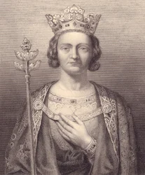 Portræt af kong Philip V af Frankrig, høj (1293-1322), gravering, 9x7 cm, fra Galerie Historique de Versailles, Histoire de France, Charles Gavard Publisher, Paris, ca. 1840