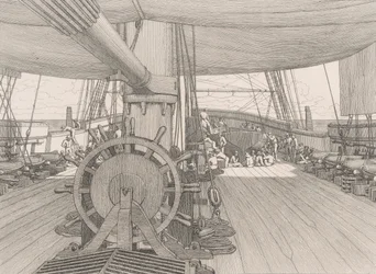 Dæk på et krigsskib, ca. 1833.