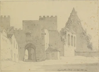 Prospekt af Porta S.Paolo og Piramide di Caio Cestio set fra bysiden, Rom.
