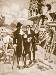 Peter den Store i værftet ved Deptford (litho)