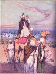 Den arabiske grundlægger af en stor religion: Muhammed født i Mekka (farve litho)