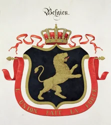 Arms of the Belgian Royal Family, fra en samling af akvareller udgivet i Tyskland, ca. 1830-33