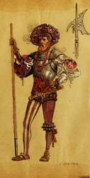 An Armoured Courtier, kostumedesign til As You Like It, produceret af R.Courtneidge på Princes Theatre, Manchester