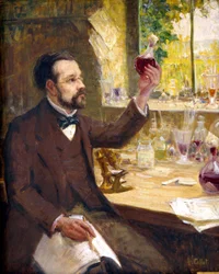 Louis Pasteur studerer gæringen af druesaft
