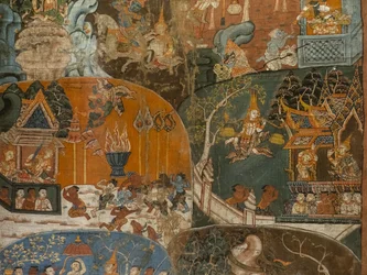 De sidste ti tidligere liv af Boudha (Dasa Jakata) (detaljer). Cambodja, anden halvdel af det 18. århundrede. Maling