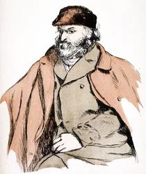 Illustrationsportræt af Paul Cezanne (1839 - 1906), fransk kunstner og post-impressionistisk maler. (gravering)