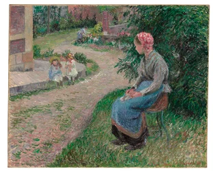 En tjener siddende i haven i Eragny, 1884