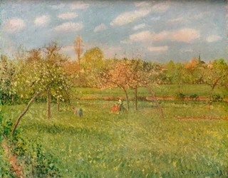 Æbletræer ved Eragny, Morgensolskin, c1896