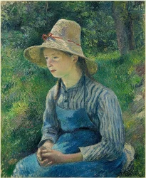 Bondepige med stråhat. 1881