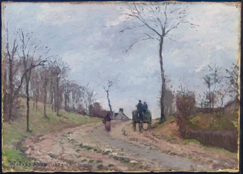Vogn på en landevej, vinter, udkanten af Louveciennes, 1872
