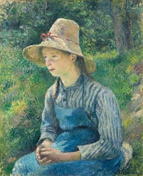 Bondepige med stråhat, 1881