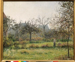 Kvinde i en frugthave, efterårsmatiné, Eragnys have Maleri af Camille Pissarro (1830-1903) 1897 Søn. 0,54x0,65 m Paris, musee d